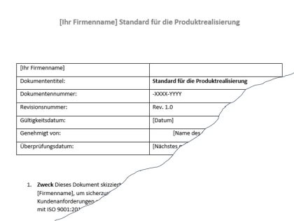 Praktiken für die Produktrealisierung Standard