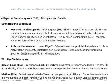 Wichtige Umweltkonzepte (Verständnis)